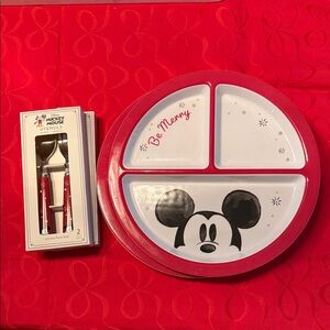 Pottery Barn Disney Red and White Mickey Mouse Dining Set For Two